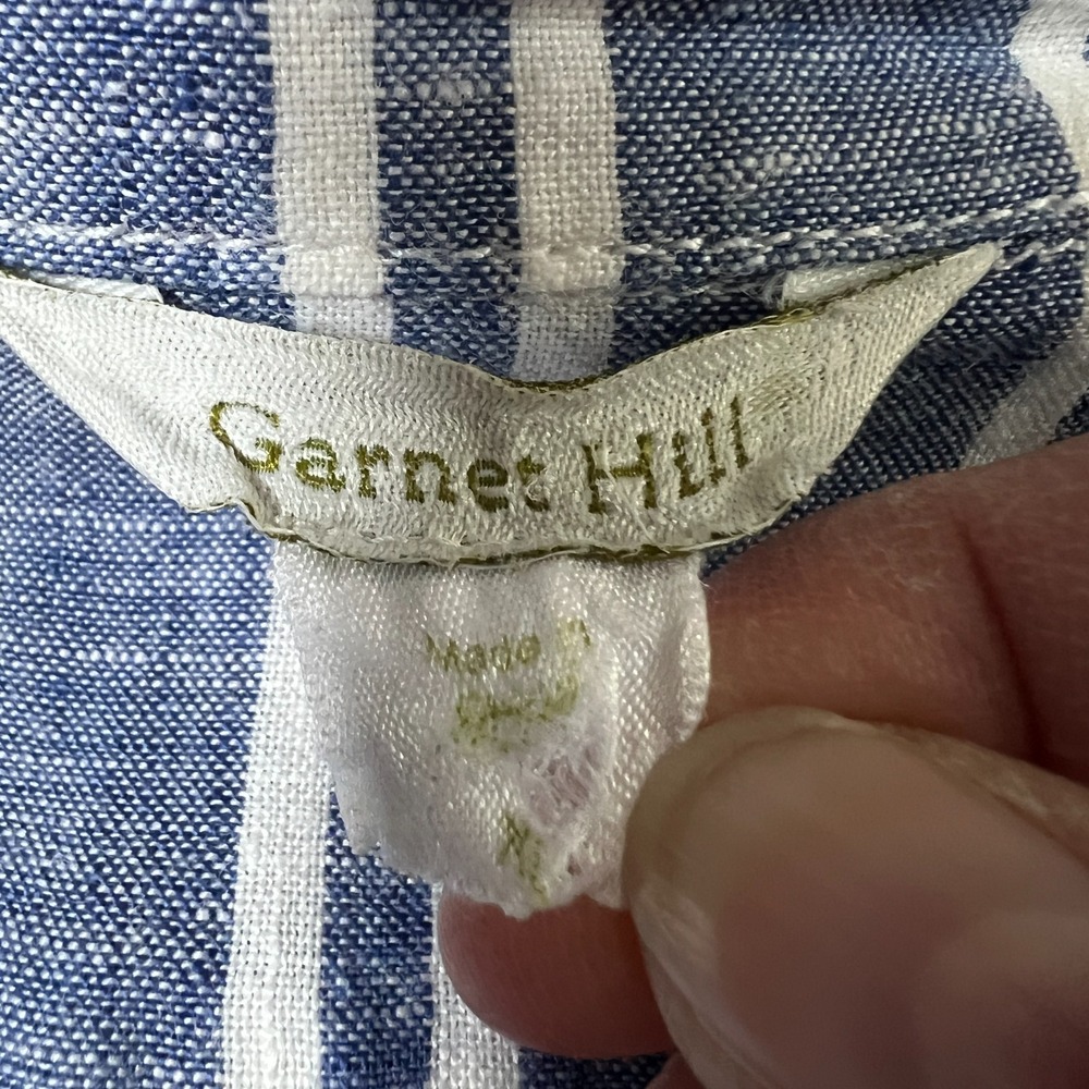 Garnet Hill Womens Easy Linen Tunic‎ Striped Size Medium Coastal Oversized Work - Picture 6 of 8